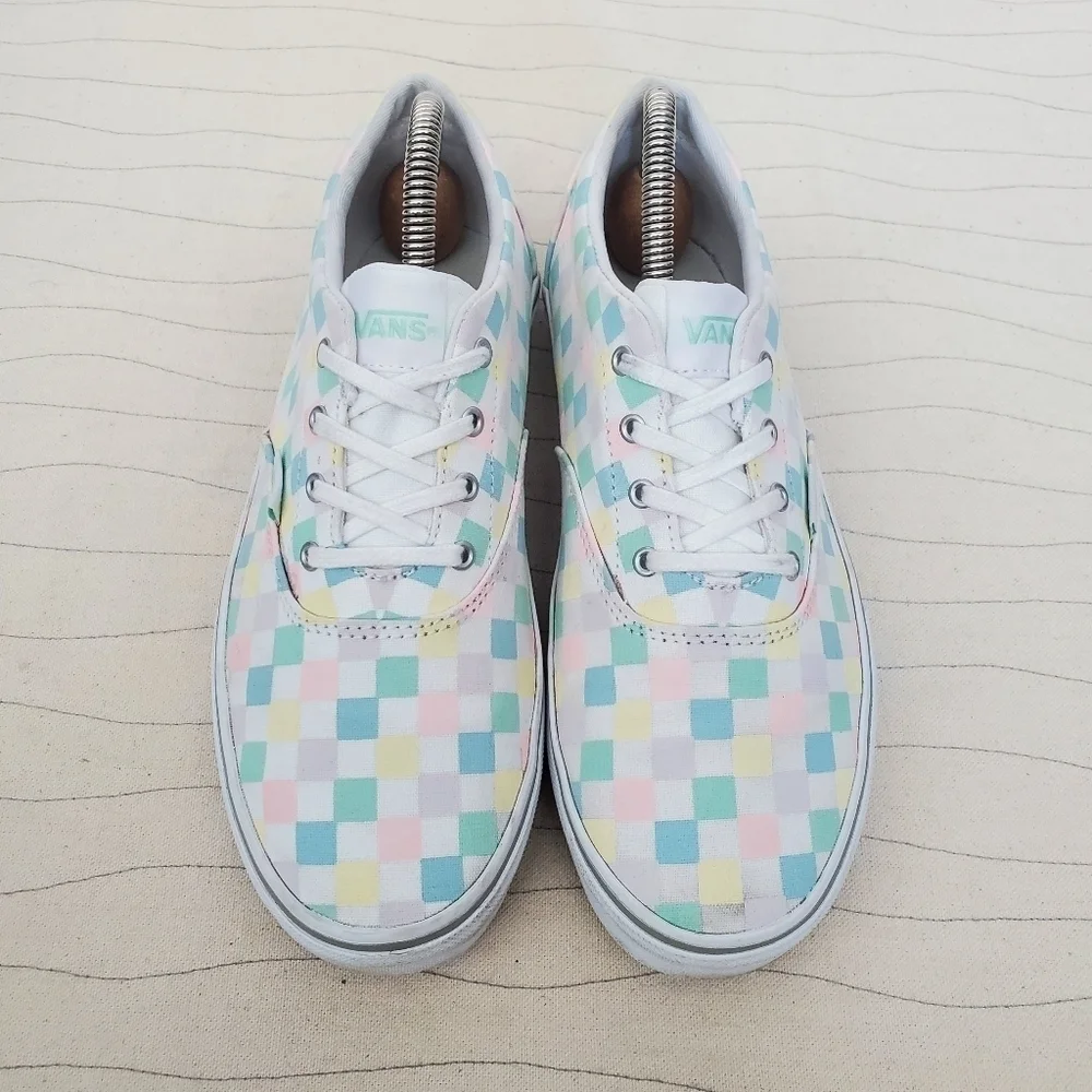 Vans Big Kids Missy Doheny Pastel Checkered Canvas Lace-Up Shoes Sneakers Sz 6